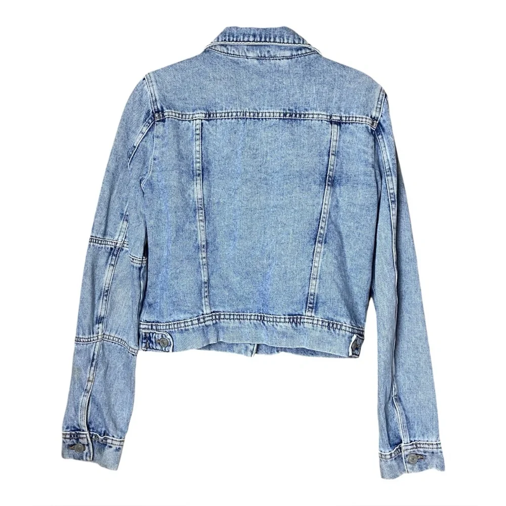Free People Rumors Light Wash Denim Jacket XS Cropped Jean Jacket - Picture 4 of 7